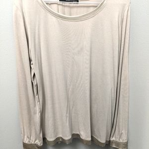 BiancaLancia Silk Trimmed Cream Colored Top. No Flaws &  Comfortable.  Size L.